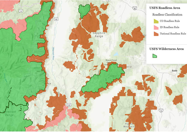 Inventoried Roadless Areas in the Bitterroot National Forest
